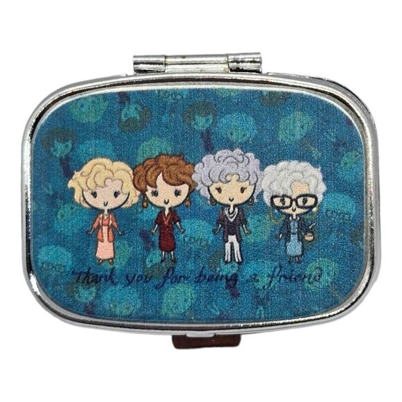 Golden Girls Pill Box Silver Medicine Tin Case FRIEND GIFT Portable Purse Size - Picture 8 of 8